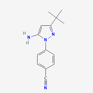 molecular formula C14H16N4 B3161247 4-(5-Amino-3-tert-butyl-1H-pyrazol-1-yl)benzonitrile CAS No. 869663-55-8