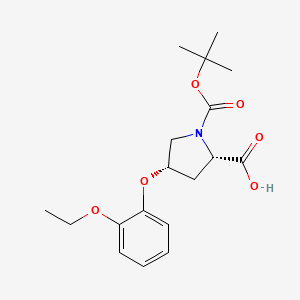 B3161300 (2S,4S)-1-(Tert-butoxycarbonyl)-4-(2-ethoxy-phenoxy)-2-pyrrolidinecarboxylic acid CAS No. 869682-12-2