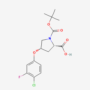 molecular formula C16H19ClFNO5 B3161308 (2S,4S)-1-(Tert-butoxycarbonyl)-4-(4-chloro-3-fluorophenoxy)-2-pyrrolidinecarboxylic acid CAS No. 869682-16-6