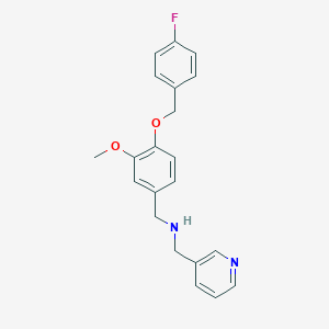molecular formula C21H21FN2O2 B316141 N-{4-[(4-fluorobenzyl)oxy]-3-methoxybenzyl}-N-(3-pyridinylmethyl)amine 
