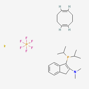 molecular formula C25H38F6IrNP2- B3161461 3-Di-i-propylphosphino-2-(N,N-dimethylamino)-1H-indene(1,5-cyclooctadiene)iridium(I) hexafluorophosphate CAS No. 870077-94-4