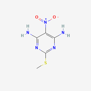 molecular formula C5H7N5O2S B3161483 2-(Methylthio)-5-nitropyrimidine-4,6-diamine CAS No. 87026-32-2