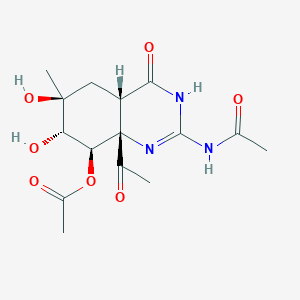 molecular formula C15H21N3O7 B3161529 [(4aS,6S,7S,8R,8aS)-2-acetamido-8a-acetyl-6,7-dihydroxy-6-methyl-4-oxo-4a,5,7,8-tetrahydro-3H-quinazolin-8-yl] acetate CAS No. 87067-99-0