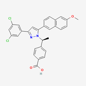 molecular formula C29H22Cl2N2O3 B3161548 (S)-4-(1-(3-(3,5-dichlorophenyl)-5-(6-methoxynaphthalen-2-yl)-1H-pyrazol-1-yl)ethyl)benzoic acid CAS No. 870823-11-3