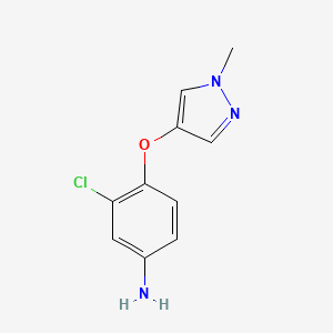 molecular formula C10H10ClN3O B3161569 3-Chloro-4-((1-methyl-1H-pyrazol-4-yl)oxy)aniline CAS No. 871020-86-9