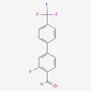 molecular formula C14H8F4O B3161597 3-Fluoro-4'-(trifluoromethyl)biphenyl-4-carbaldehyde CAS No. 871250-25-8