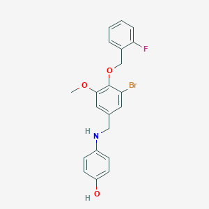 molecular formula C21H19BrFNO3 B316161 4-({3-Bromo-4-[(2-fluorobenzyl)oxy]-5-methoxybenzyl}amino)phenol 