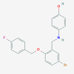 molecular formula C20H17BrFNO2 B316164 4-({5-Bromo-2-[(4-fluorobenzyl)oxy]benzyl}amino)phenol 