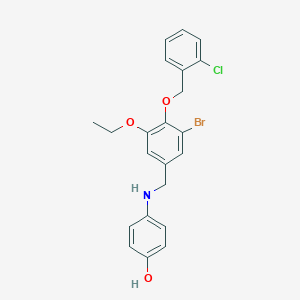 molecular formula C22H21BrClNO3 B316165 4-({3-Bromo-4-[(2-chlorobenzyl)oxy]-5-ethoxybenzyl}amino)phenol 