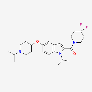 molecular formula C25H35F2N3O2 B3161661 (4,4-difluoropiperidin-1-yl)(1-isopropyl-5-((1-isopropylpiperidin-4-yl)oxy)-1H-indol-2-yl)methanone CAS No. 872030-17-6