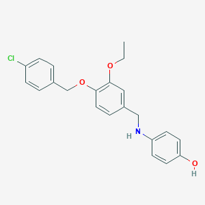 molecular formula C22H22ClNO3 B316170 4-({4-[(4-Chlorobenzyl)oxy]-3-ethoxybenzyl}amino)phenol 