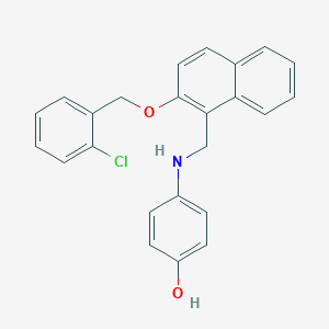molecular formula C24H20ClNO2 B316173 4-[({2-[(2-Chlorobenzyl)oxy]-1-naphthyl}methyl)amino]phenol 