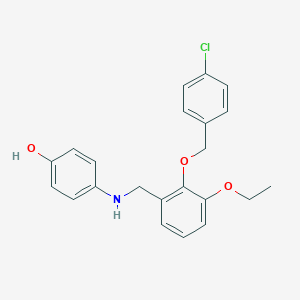 molecular formula C22H22ClNO3 B316178 4-({2-[(4-Chlorobenzyl)oxy]-3-ethoxybenzyl}amino)phenol 
