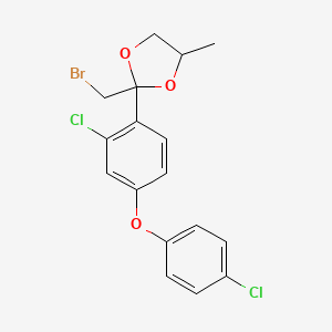 molecular formula C17H15BrCl2O3 B3161787 2-(溴甲基)-2-(2-氯-4-(4-氯苯氧基)苯基)-4-甲基-1,3-二氧杂环 CAS No. 873012-43-2