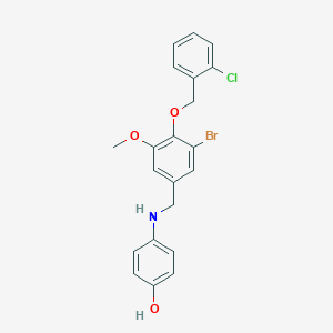 molecular formula C21H19BrClNO3 B316179 4-({3-Bromo-4-[(2-chlorobenzyl)oxy]-5-methoxybenzyl}amino)phenol 