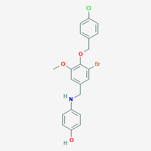 molecular formula C21H19BrClNO3 B316180 4-({3-Bromo-4-[(4-chlorobenzyl)oxy]-5-methoxybenzyl}amino)phenol 