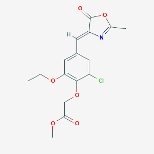molecular formula C16H16ClNO6 B316183 methyl {2-chloro-6-ethoxy-4-[(2-methyl-5-oxo-1,3-oxazol-4(5H)-ylidene)methyl]phenoxy}acetate 