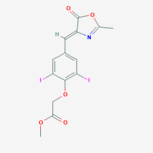 molecular formula C14H11I2NO5 B316184 methyl {2,6-diiodo-4-[(2-methyl-5-oxo-1,3-oxazol-4(5H)-ylidene)methyl]phenoxy}acetate 
