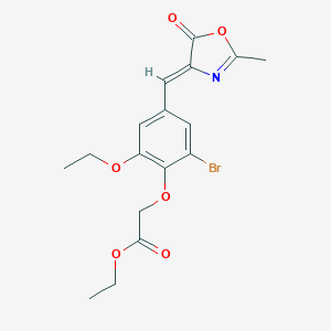molecular formula C17H18BrNO6 B316185 ethyl {2-bromo-6-ethoxy-4-[(2-methyl-5-oxo-1,3-oxazol-4(5H)-ylidene)methyl]phenoxy}acetate 