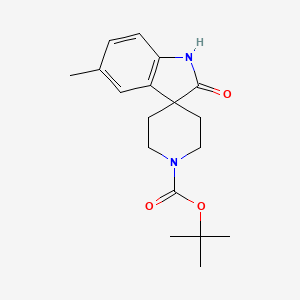 molecular formula C18H24N2O3 B3161863 叔丁基 5-甲基-2-氧代螺[吲哚啉-3,4'-哌啶]-1'-甲酸酯 CAS No. 873779-31-8
