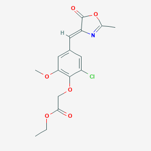molecular formula C16H16ClNO6 B316187 ethyl {2-chloro-6-methoxy-4-[(2-methyl-5-oxo-1,3-oxazol-4(5H)-ylidene)methyl]phenoxy}acetate 