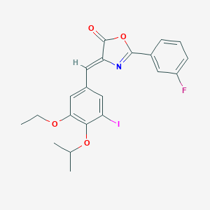 molecular formula C21H19FINO4 B316196 4-(3-ethoxy-5-iodo-4-isopropoxybenzylidene)-2-(3-fluorophenyl)-1,3-oxazol-5(4H)-one 