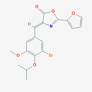 molecular formula C18H16BrNO5 B316204 4-(3-bromo-4-isopropoxy-5-methoxybenzylidene)-2-(2-furyl)-1,3-oxazol-5(4H)-one 