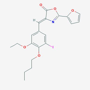 molecular formula C20H20INO5 B316206 4-(4-butoxy-3-ethoxy-5-iodobenzylidene)-2-(2-furyl)-1,3-oxazol-5(4H)-one 