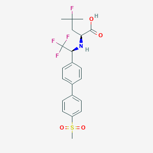 molecular formula C21H23F4NO4S B3162065 (S)-4-fluoro-4-methyl-2-((S)-2,2,2-trifluoro-1-(4'-(methylsulfonyl)biphenyl-4-yl)ethylamino)pentanoic acid CAS No. 875272-89-2