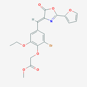 molecular formula C19H16BrNO7 B316210 methyl {2-bromo-6-ethoxy-4-[(2-(2-furyl)-5-oxo-1,3-oxazol-4(5H)-ylidene)methyl]phenoxy}acetate 