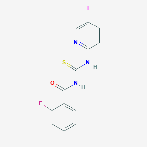 2-fluoro-N-[(5-iodopyridin-2-yl)carbamothioyl]benzamide