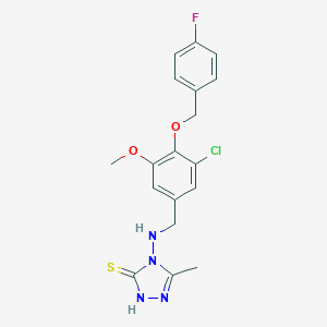 molecular formula C18H18ClFN4O2S B316225 4-({3-chloro-4-[(4-fluorobenzyl)oxy]-5-methoxybenzyl}amino)-5-methyl-4H-1,2,4-triazol-3-yl hydrosulfide 