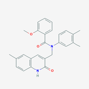 N-(3,4-dimethylphenyl)-2-methoxy-N-[(6-methyl-2-oxo-1H-quinolin-3-yl)methyl]benzamide