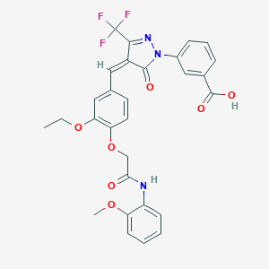 molecular formula C29H24F3N3O7 B316240 3-[4-{3-ethoxy-4-[2-(2-methoxyanilino)-2-oxoethoxy]benzylidene}-5-oxo-3-(trifluoromethyl)-4,5-dihydro-1H-pyrazol-1-yl]benzoic acid 