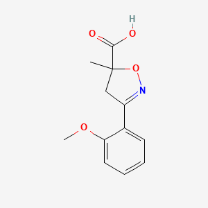 molecular formula C12H13NO4 B3162430 3-(2-Methoxy-phenyl)-5-methyl-4,5-dihydro-isoxazole-5-carboxylic acid CAS No. 878427-14-6