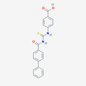 molecular formula C21H16N2O3S B316253 4-[[[[Oxo-(4-phenylphenyl)methyl]amino]-sulfanylidenemethyl]amino]benzoic acid 