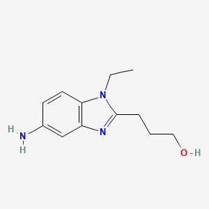 molecular formula C12H17N3O B3162542 3-(5-Amino-1-ethyl-1H-benzoimidazol-2-yl)-propan-1-ol CAS No. 879038-11-6