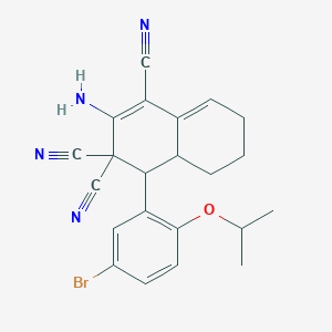 molecular formula C22H21BrN4O B316255 2-amino-4-(5-bromo-2-isopropoxyphenyl)-4a,5,6,7-tetrahydronaphthalene-1,3,3(4H)-tricarbonitrile 