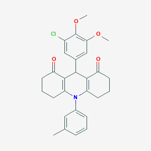 molecular formula C28H28ClNO4 B316258 9-(3-chloro-4,5-dimethoxyphenyl)-10-(3-methylphenyl)-3,4,6,7,9,10-hexahydro-1,8(2H,5H)-acridinedione 