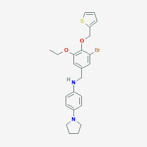 molecular formula C24H27BrN2O2S B316260 N-[3-bromo-5-ethoxy-4-(thien-2-ylmethoxy)benzyl]-4-pyrrolidin-1-ylaniline 
