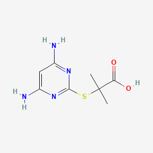 molecular formula C8H12N4O2S B3162602 2-(4,6-Diamino-pyrimidin-2-ylsulfanyl)-2-methyl-propionic acid CAS No. 879063-25-9