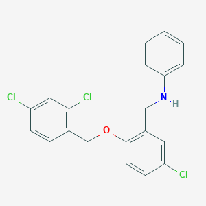 molecular formula C20H16Cl3NO B316261 N-{5-chloro-2-[(2,4-dichlorobenzyl)oxy]benzyl}-N-phenylamine 