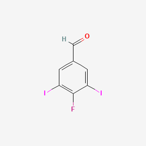 molecular formula C7H3FI2O B3162618 4-氟-3,5-二碘苯甲醛 CAS No. 879127-68-1