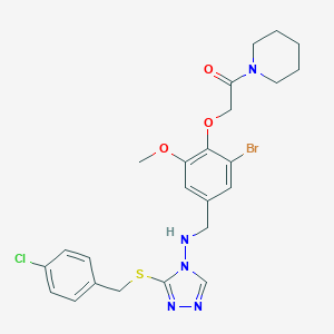 molecular formula C24H27BrClN5O3S B316263 N-{3-bromo-5-methoxy-4-[2-oxo-2-(1-piperidinyl)ethoxy]benzyl}-N-{3-[(4-chlorobenzyl)sulfanyl]-4H-1,2,4-triazol-4-yl}amine 