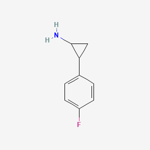 molecular formula C9H10FN B3162643 2-(4-Fluorophenyl)cyclopropan-1-amine CAS No. 879396-75-5