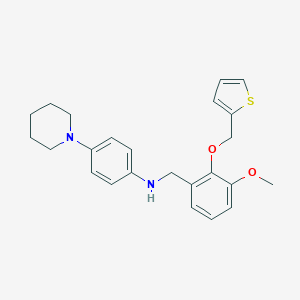 molecular formula C24H28N2O2S B316275 N-[3-methoxy-2-(2-thienylmethoxy)benzyl]-N-[4-(1-piperidinyl)phenyl]amine 