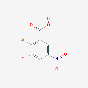 molecular formula C7H3BrFNO4 B3162773 Benzoic acid, 2-bromo-3-fluoro-5-nitro- CAS No. 881415-28-7