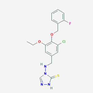 molecular formula C18H18ClFN4O2S B316283 4-({3-chloro-5-ethoxy-4-[(2-fluorobenzyl)oxy]benzyl}amino)-4H-1,2,4-triazole-3-thiol 