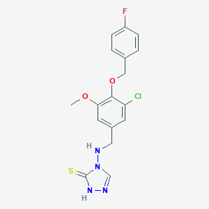 molecular formula C17H16ClFN4O2S B316284 4-((3-Chloro-4-((4-fluorobenzyl)oxy)-5-methoxybenzyl)amino)-4H-1,2,4-triazole-3-thiol 