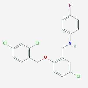 molecular formula C20H15Cl3FNO B316288 N-{5-chloro-2-[(2,4-dichlorobenzyl)oxy]benzyl}-4-fluoroaniline 